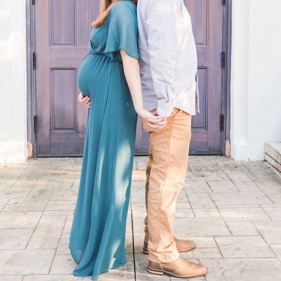 Pink Blush Chiffon Maternity Dress (S) - Picture 1 of 3